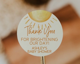 A Little Ray of Sunshine baby shower Labels, Ray of Sunshine Baby Baby Shower Favor Stickers, 2" Round Baby Shower Labels, Sun Baby Shower