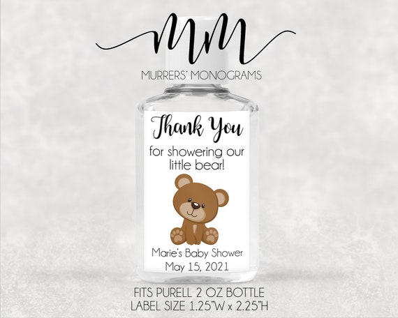 Teddy Beay baby shower favor labels, hand sanitizer favor label, hand sanitizer labels, teddy bear baby shower boy, bear baby shower girl