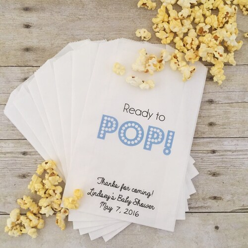 Ready to Pop Baby Shower Favor Treat Bags Favor Bags Popcorn Etsy