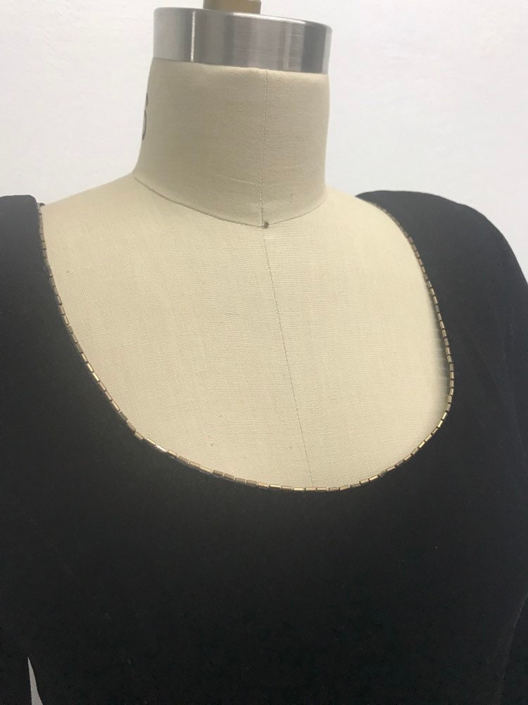 Vintage 80s Black Velvet Rose Gold Open Back Dress Size 6 S - Etsy