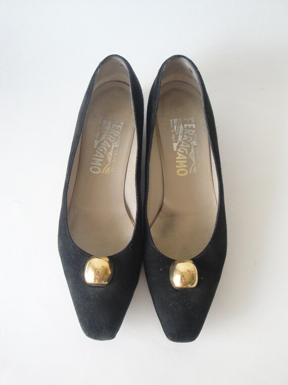 Vintage Salvatore Ferragamo Shoes / Black Suede Shoes / size | Etsy
