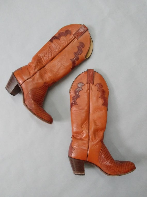 orange justin boots