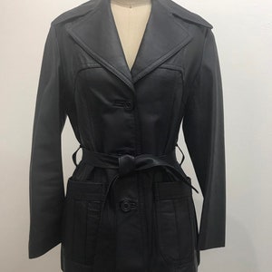 70s Navy Leather Jacket size S M