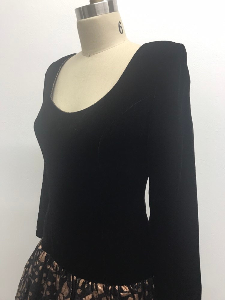 Vintage 80s Black Velvet Rose Gold Open Back Dress Size 6 S - Etsy