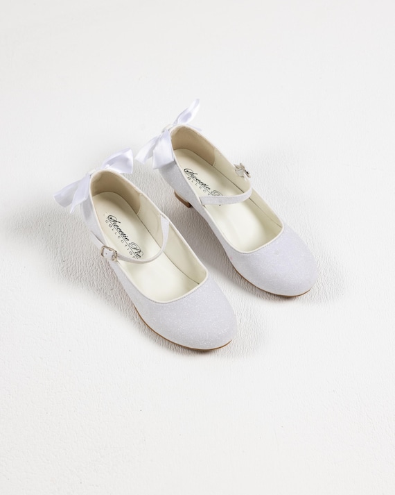 green emerald velvet dress White glitter bridal ballet flats main image 1