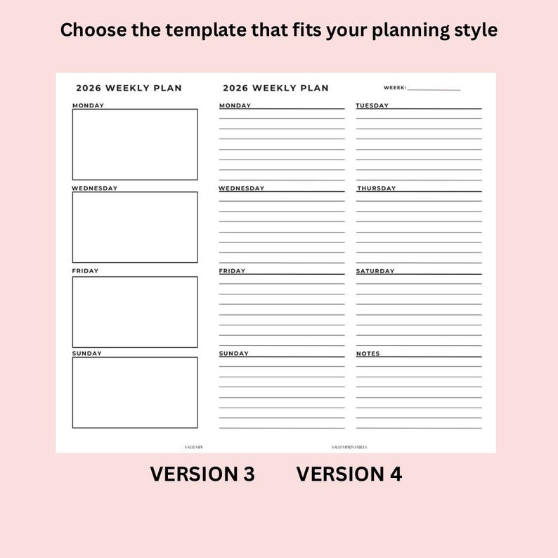 2026 Weekly Planner Printable: Letter Size (PDF Download) - Etsy