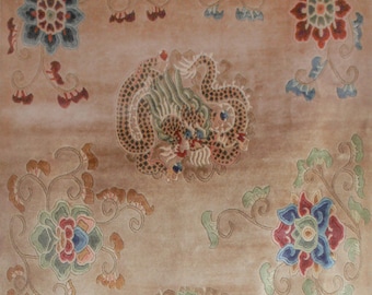 Beige Dragon Tibetan Rug