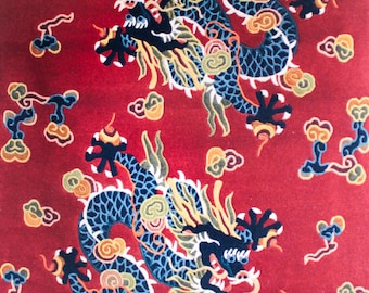 Burgandy Dragon Tibetan Wool Rug
