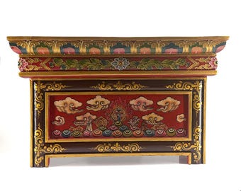 Handmade Tibetan Painted Wooden Folding Altar