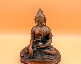 Medicine Buddha 4" Gold Plated Authentic Tibetan Statue