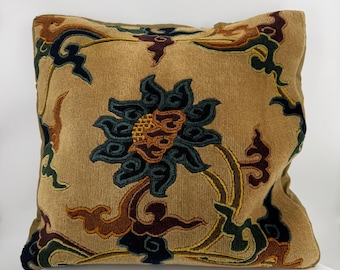 Authentic Tibetan Lotus Flower Cushion Cover