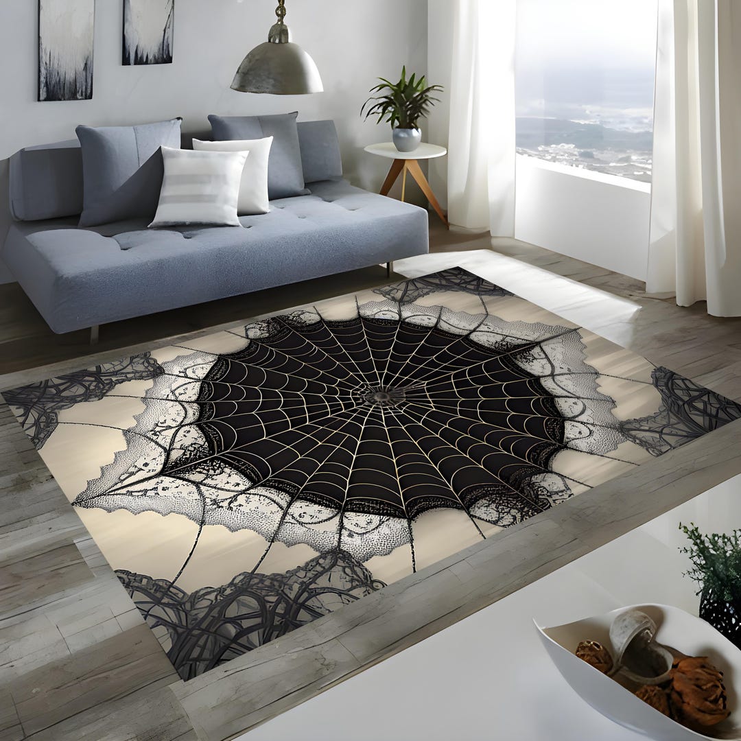 Spider Web Rug: Gothic Halloween Spooky Home Decor - Etsy