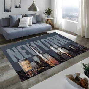 New York Rug,Skyline Decor,Cityscape Rug,Urban Home Decor,Manhattan Decor,Trendy Rug,Living Room Rug,Home Decor,Kitchen Rug,Kids Room Rug