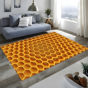 Honeycomb Rug,Bee Rug,Geometric Rug,3D Rug,Living Room Rug,Modern Home Decor,Aestetic Rug,Kitchen Rug,Bedroom,Kids Room Rug,Gift For Her