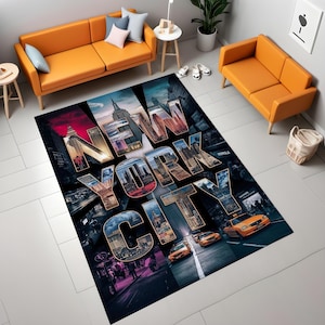 New York City Rug,NYC Rug,Cityscape Rug,Skyline Rug,Manhattan Rug,Living Room Rug,Aestetic Rug,Bedroom Rug,Kitchen Rug,Kids Room Rug