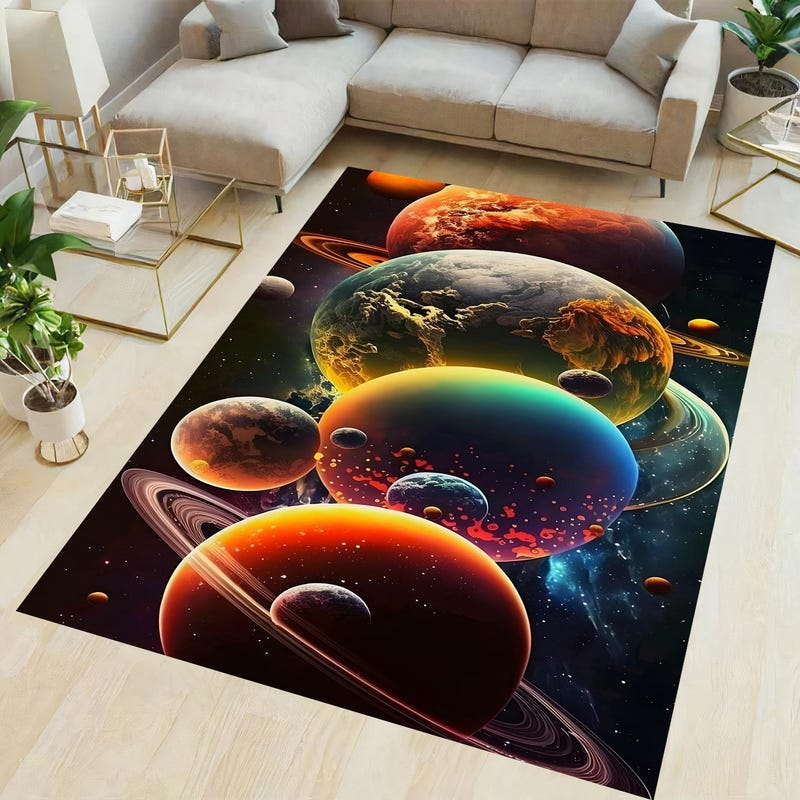 Solar System Space Rug - Etsy