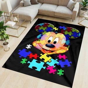 Alfombra con personajes de rompecabezas, alfombra de piso con diseño de rompecabezas de dibujos animados, diseño de cara de rompecabezas, alfombra para habitación de niños, alfombra para sala de estar, decoración moderna para el hogar, alfombra de cocina, regalo para niños