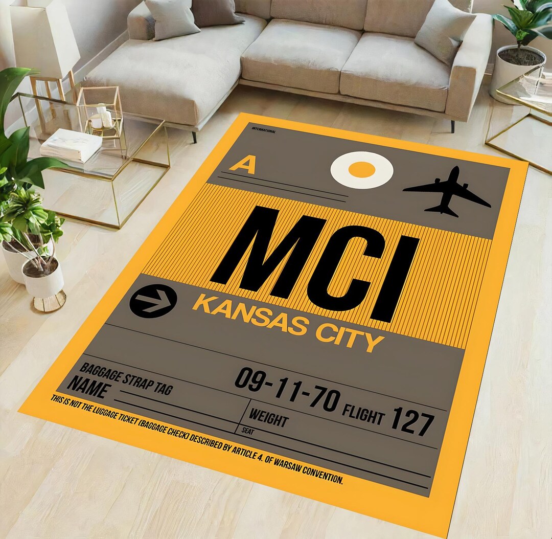 Vintage Airline Rug: Kansas City Baggage Tag Design - Etsy