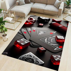 Tappeto da casinò, tappeto da gioco, tappeto da dadi, tappeto da carte, tappeto da gioco da poker, tappeto da salotto, tappeto da soggiorno, tappeto da cucina, tappeto da camera per bambini, regalo per lei, tappeto creativo