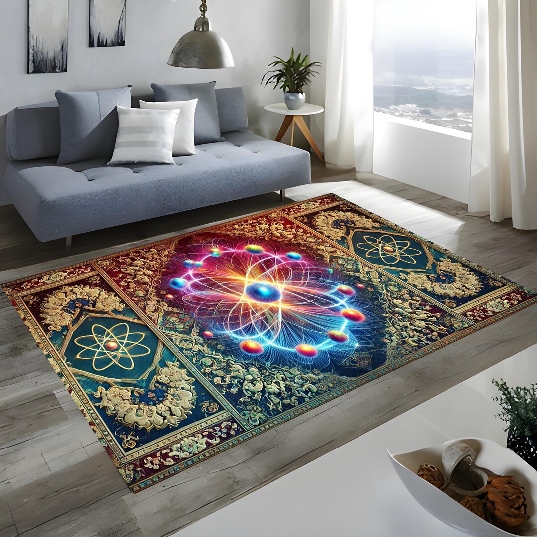 Atomic Area Rug: Science Nucleus Pattern, Modern Home Decor - Etsy