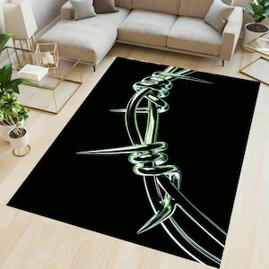 Barbed Wire Rug,Metallic Rug,Gothic Style,Dark Aesthetic,Edgy Decor,Living Room Rug,Area Rug,Modern Home Decor,Kitchen Rug,Kid Room Rug,Gift