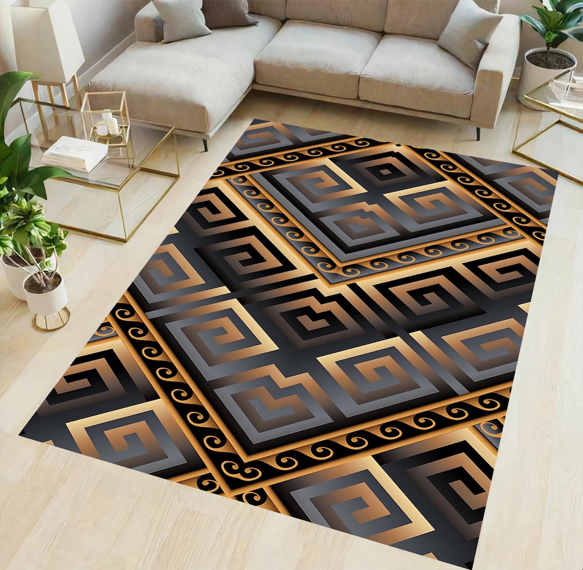 Greek Key Area Rug: Elegant Geometric Art Deco Carpet - Etsy