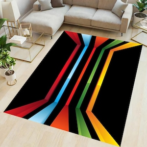 Color Stripe Mat,Colorful Area Rug,Multicolor Striped Carpet,Modern Art Rug,Abstract Decor Rug,Living Room Rug,Modern Home Decor,Kitchen Rug