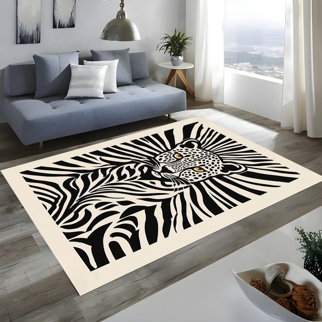 Leopard Rug,jungle Rug,safari Animal Rug,wild Cat Rug,jungle Leaves Rug ...