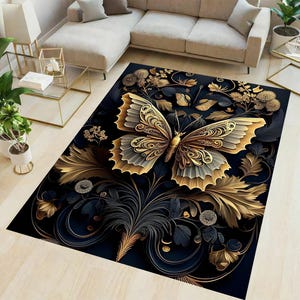 Butterfly Art Rug,Luxury Butterfly Decor,Elegant Nature Rug,Living Room Rug,Modern Home Decor,Kitchen Rug,Kids Room Rug,Gift for her