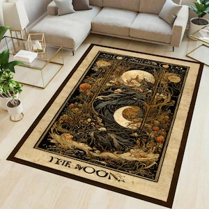 Tarot-Kartenteppich,Gothic-Teppich,Mond-Tarot-Teppich,Witchy-Teppich,Esoterikteppich, Wohnzimmerteppich,Küchenteppich, Wohnkultur, Kinderzimmer, Geschenk für Sie