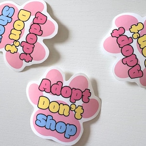 Adopt Don&#39;t Shop Sticker: Waterproof Paw Print Decal - Dog Rescue Gift
