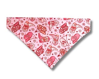Handmade Cowgirl Dog Bandana, Pink Cowgirl Hat Bandana, Handmade Pet Accessory, Gift for Pet Owner, Gift for Dog Owner