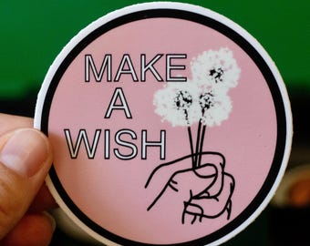Dandelion Floral Sticker | Pink Make a Wish Decal Vinyl Stickers for Kindle