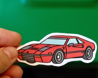 80s Red Sports Car Sticker: Retro Italian Design Vinyl Decal father's day gift