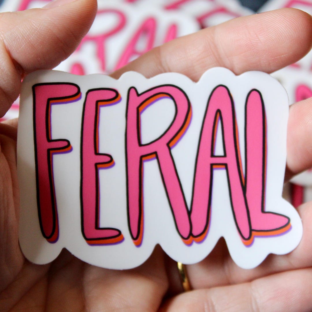 Feral Sticker Feral Sticker: Pink & Purple Vinyl Decal Funny Bumper Stickers Kindle ...