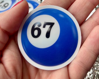 Funny 67 Pool Ball Sticker – Six Seven Meme Humor Vinyl Sticker