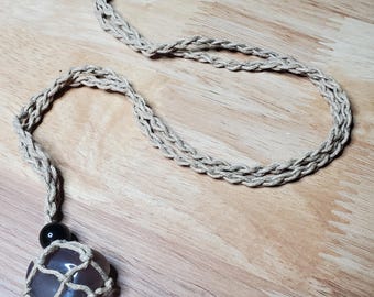 Botswana Agate in a Hand Woven Adjustable Tan Cord Necklace