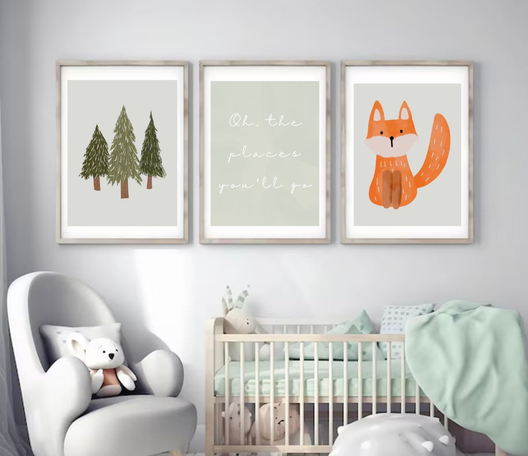 Sage Green Woodland Nursery Wall Prints Nusery Wall Art Digital Files ...