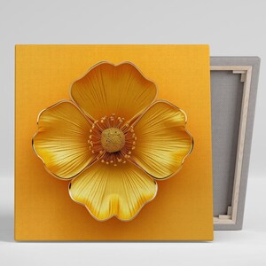 Buttercup Wall Art, Canvas or Poster, Floral Minimalism Decor, Living Room Bedroom Office Dining Room Gold Yellow Orange Wall Art Print