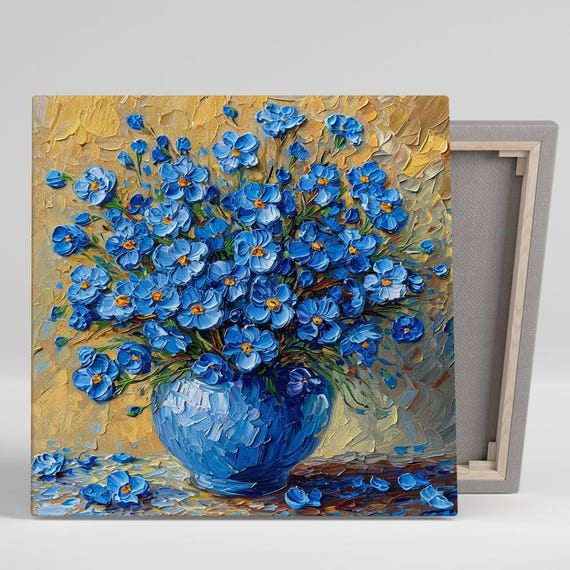 Forget-me-not Wall Art, Canvas or Poster, Floral Impressionism