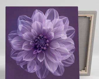 Dahlia Art, Canvas or Poster, Floral Minimalism Decor, Bedroom Living Room Office Bathroom Wall Art, Purple Lavender Elegant Bloom Print