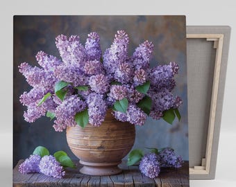 Lilac Wall Art, Canvas or Poster, Rustic Shabby Chic Decor, Living Room Bedroom Dining Entryway Floral Still Life Art Print, Lilac Decor