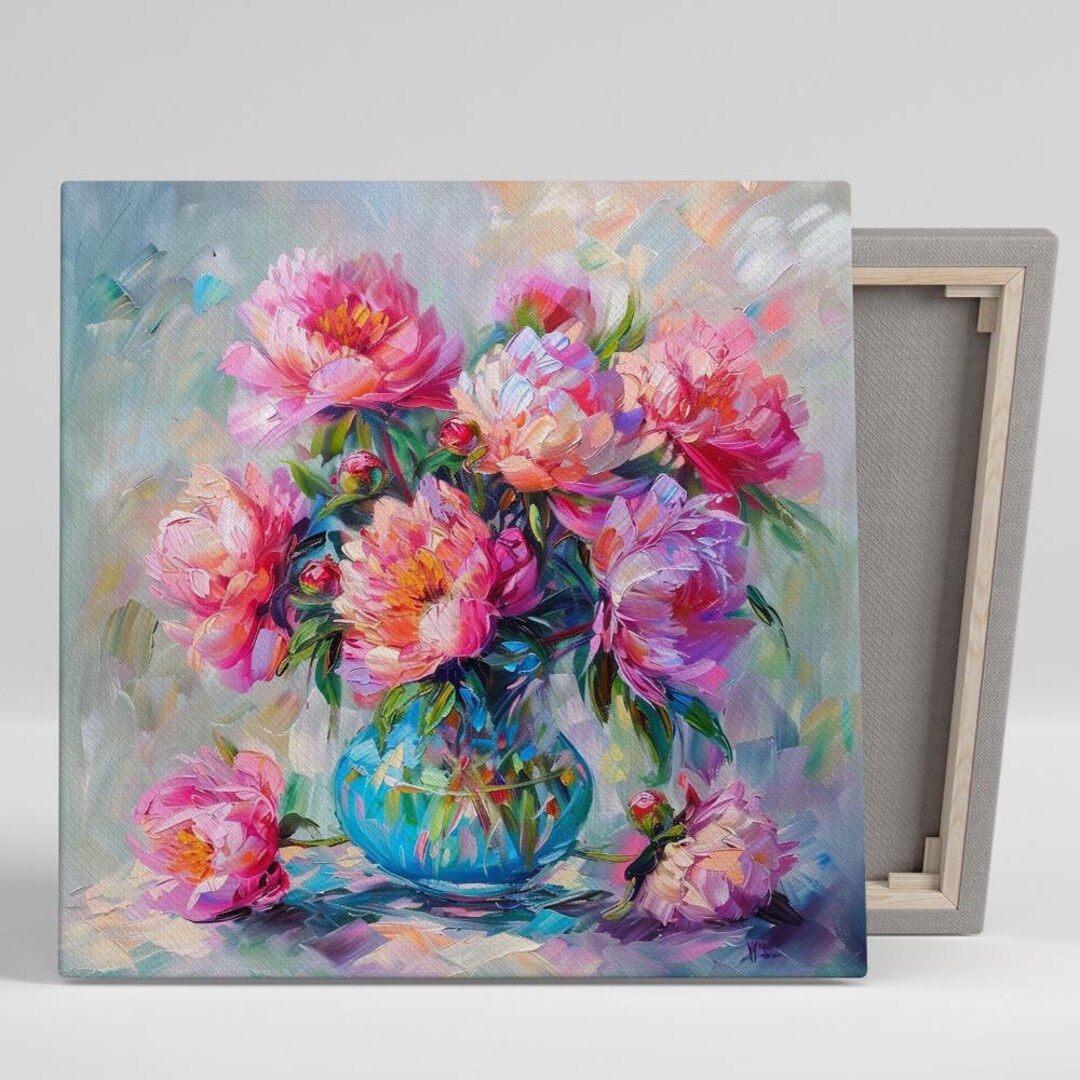 Peony Wall Art, Canvas or Poster, Floral Impressionism Decor, Living ...