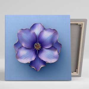 Anemone Decor Art, Canvas or Poster, Floral Modern Minimalist Decor, Living Room Bedroom Office Bathroom Wall Art, Purple Blue Gold White