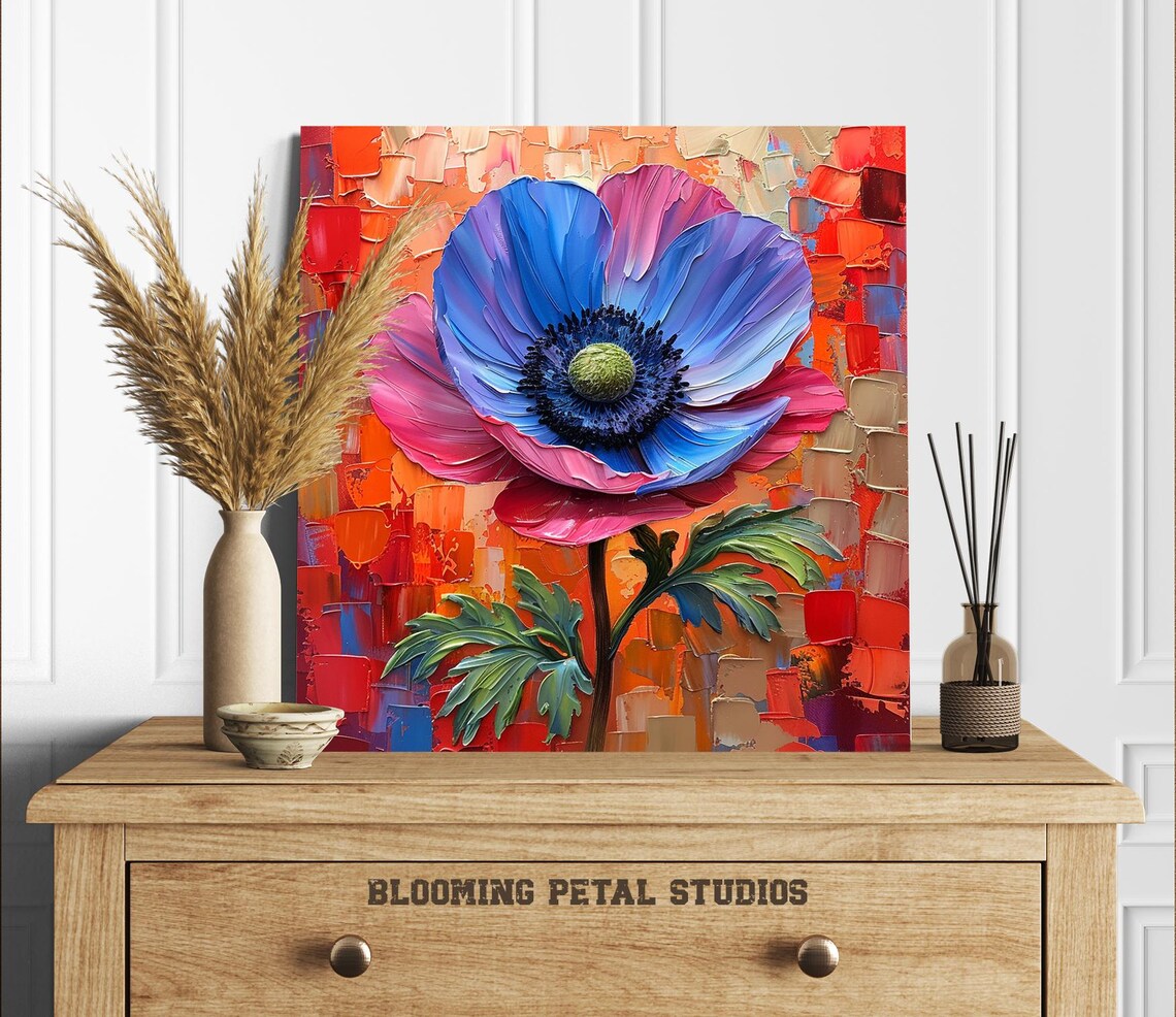 Poppy Wall Art, Canvas or Poster, Contemporary Floral Decor, Living ...