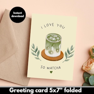 Matcha - Descarga DIGITAL - Tarjeta de cumpleaños imprimible con Matcha - Tarjeta de feliz cumpleaños imprimible - Tarjeta de cumpleaños