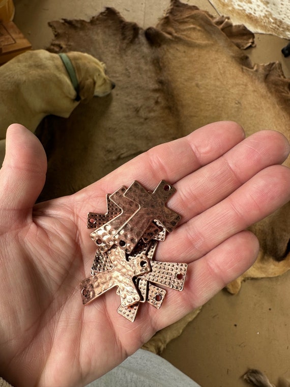 DOMED COPPER CROSSES for jewelry making