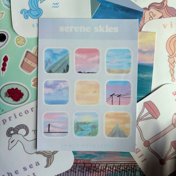Sticker Sheet - Aesthetic Stickers - Cute Stickers - Scenery Stickers - Waterproof Stickers - Kiss Cut Stickers - Journaling Stickers