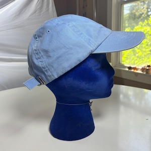 vtg 90s SUN FADED Cap / vintage 90s GAP pewter blue size medium large cotton distressed buckle back unisex spring summer pastel accessories