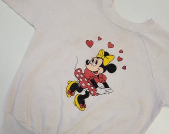 Sudadera vintage de Minnie Mouse para niños de los años 80 // Sudadera vintage de Disney con cuello redondo para jóvenes, talla grande